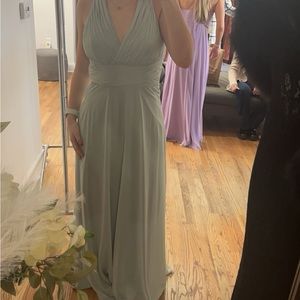Sage Green Long Dress size 6 so flattering around waistline and so comfortable